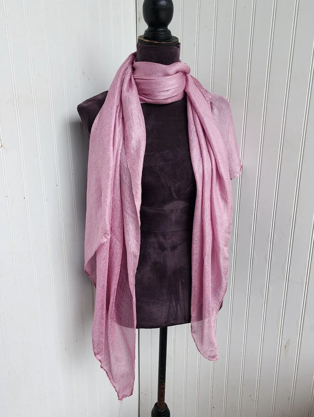 Women's Silky Textured Evening Scarf Wrap Light Crinkle Rose Pink 30